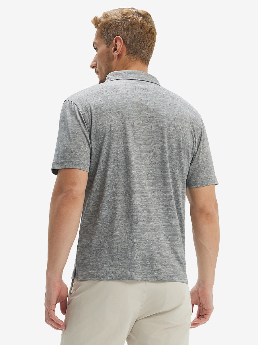 Breathable Jacquard Pattern 3-Button Golf Polo