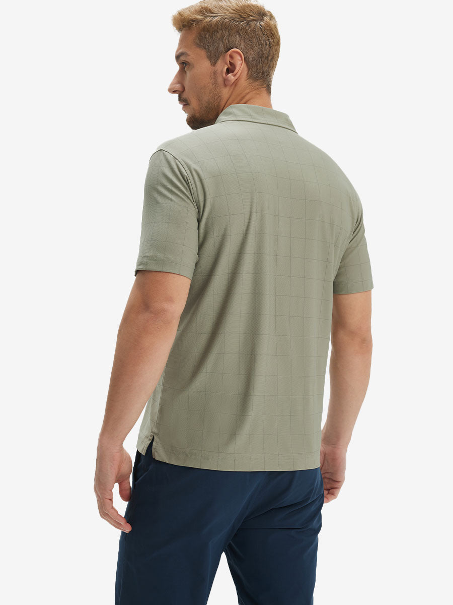 Performance Reflective Checked Collar Golf Shirt