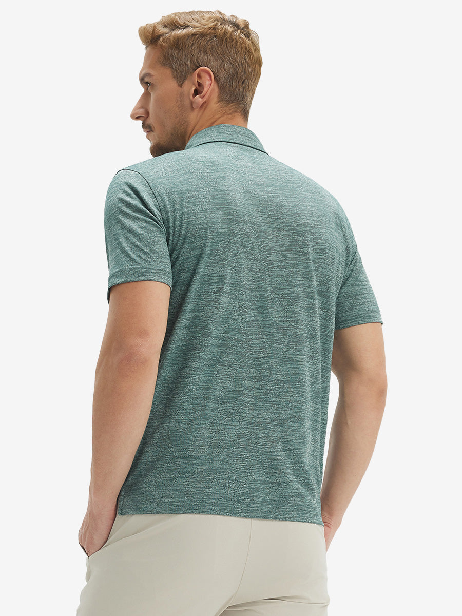 Breathable Jacquard Pattern 3-Button Golf Polo