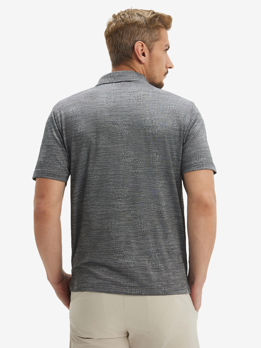 Breathable Jacquard Pattern 3-Button Golf Polo