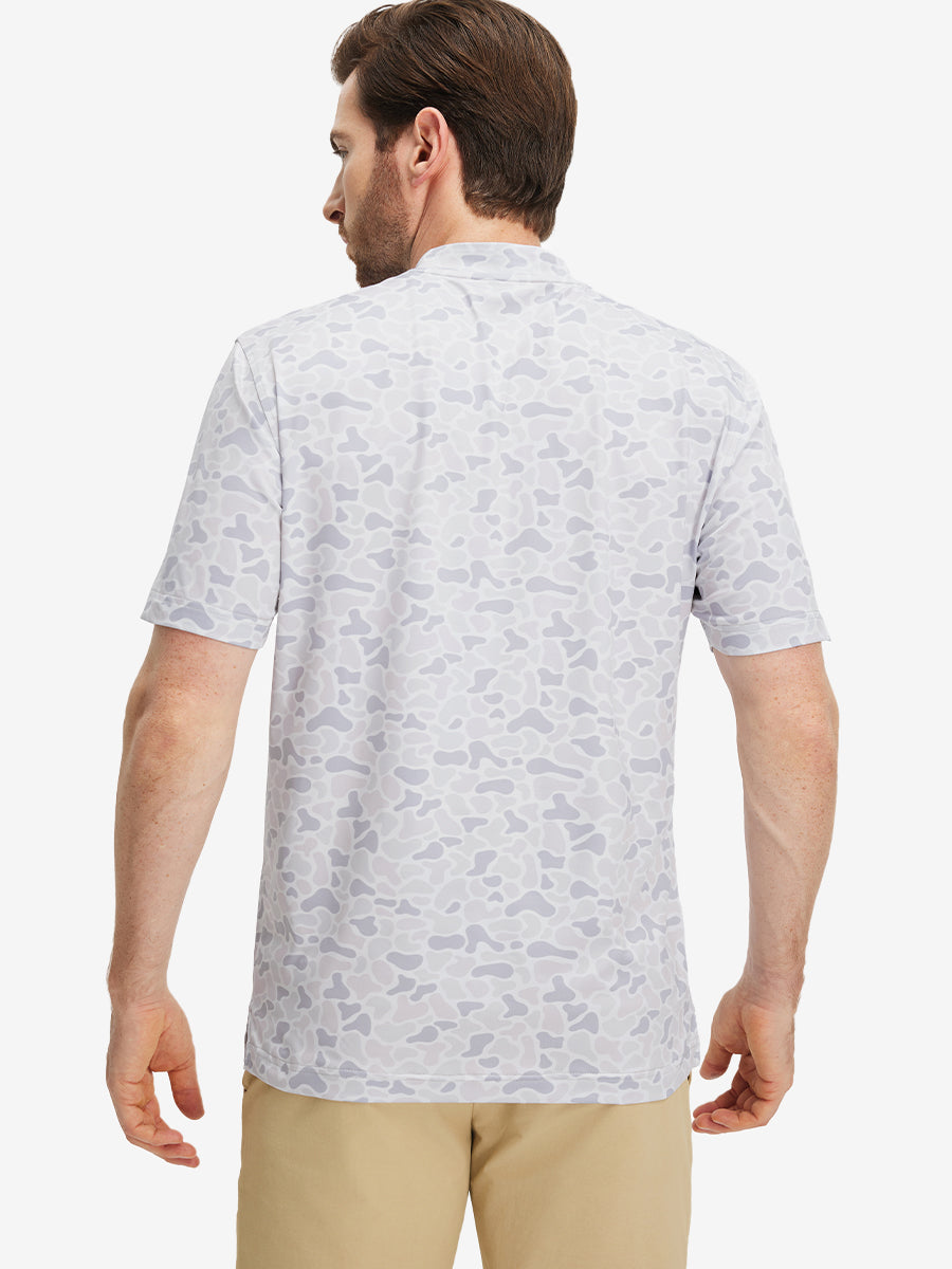 Stretch Printed Collarless Henley Golf Shirts