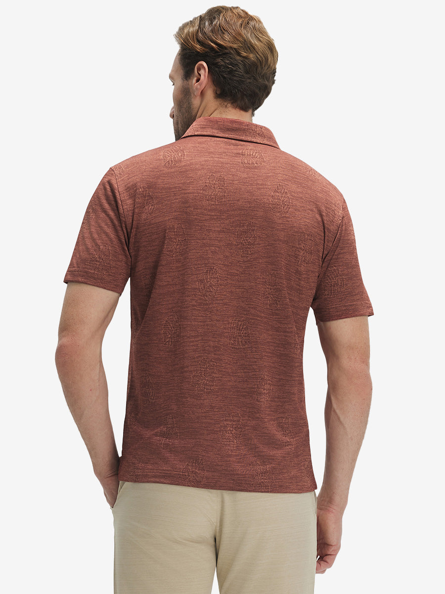 Breathable Jacquard Pattern 3-Button Golf Polo