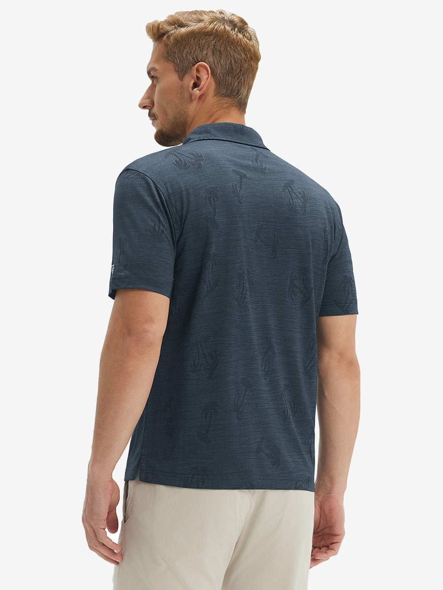 Breathable Jacquard Pattern 3-Button Golf Polo