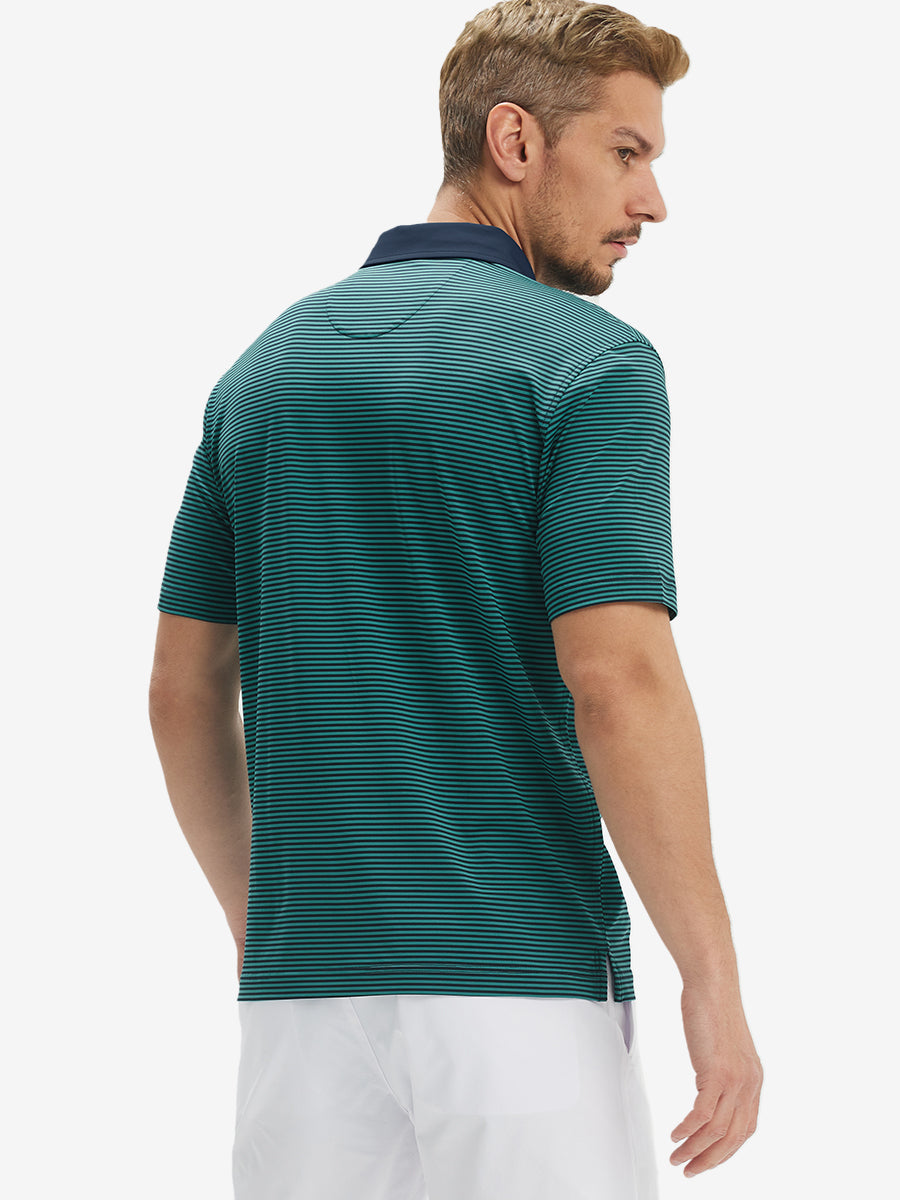 Upgraded Two-tone Striped Quick Dry Polo Shirt