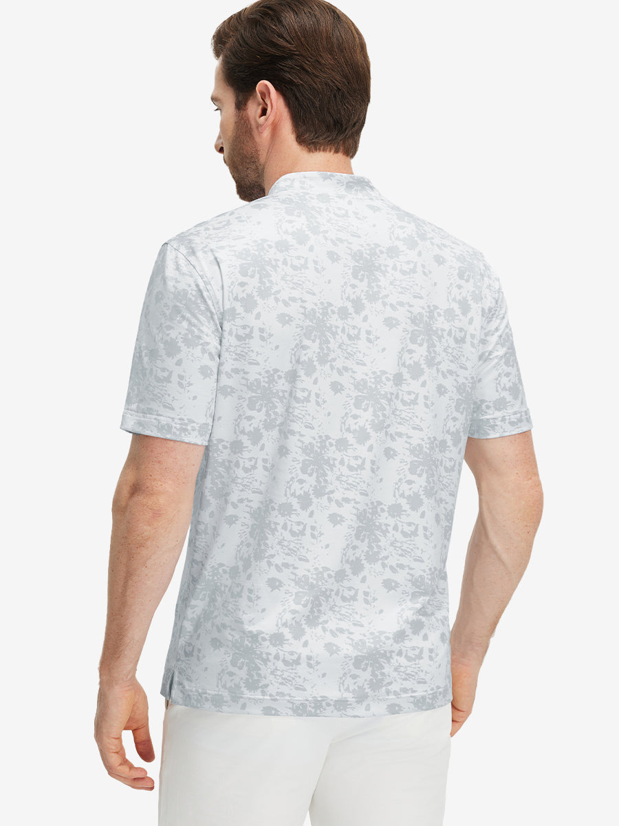 Stretch Printed Collarless Henley Golf Shirts