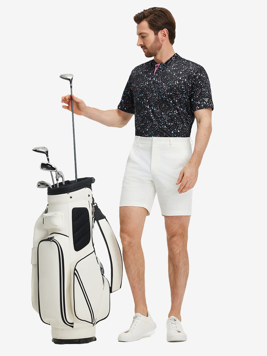 Stretch Printed Collarless Henley Golf Shirts