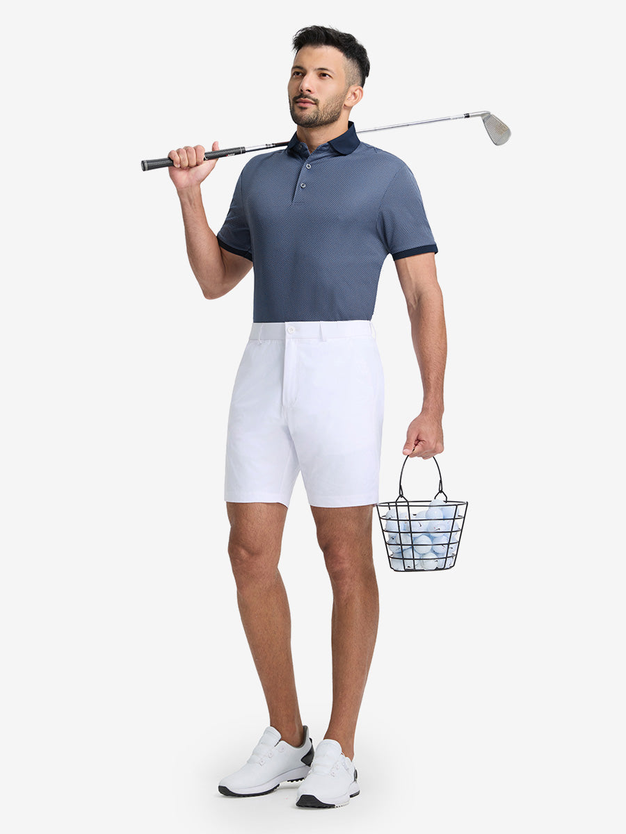 Quick Dry Jacquard Ribbed Collar Golf Shirts