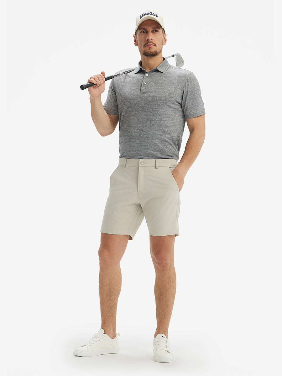 Breathable Jacquard Pattern 3-Button Golf Polo
