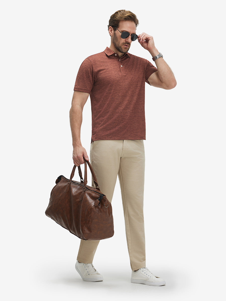 Breathable Jacquard Pattern 3-Button Golf Polo