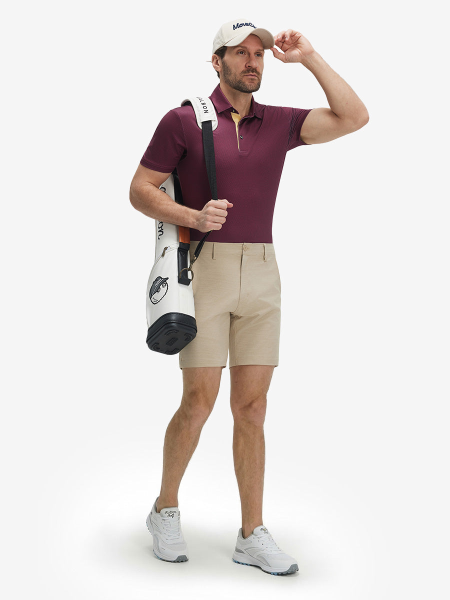 4 Way Stretch Print Collared Polo Shirts