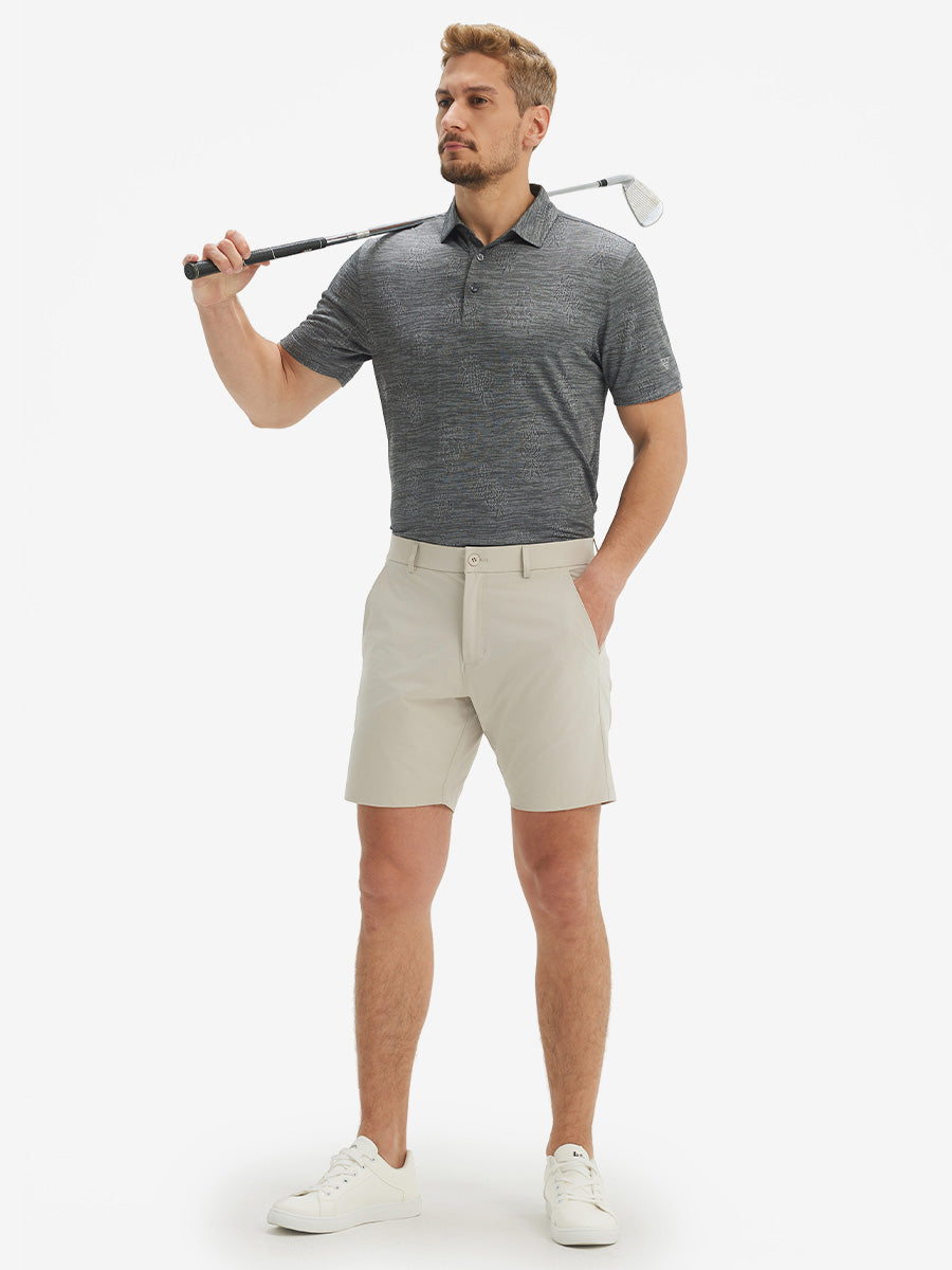 Breathable Jacquard Pattern 3-Button Golf Polo