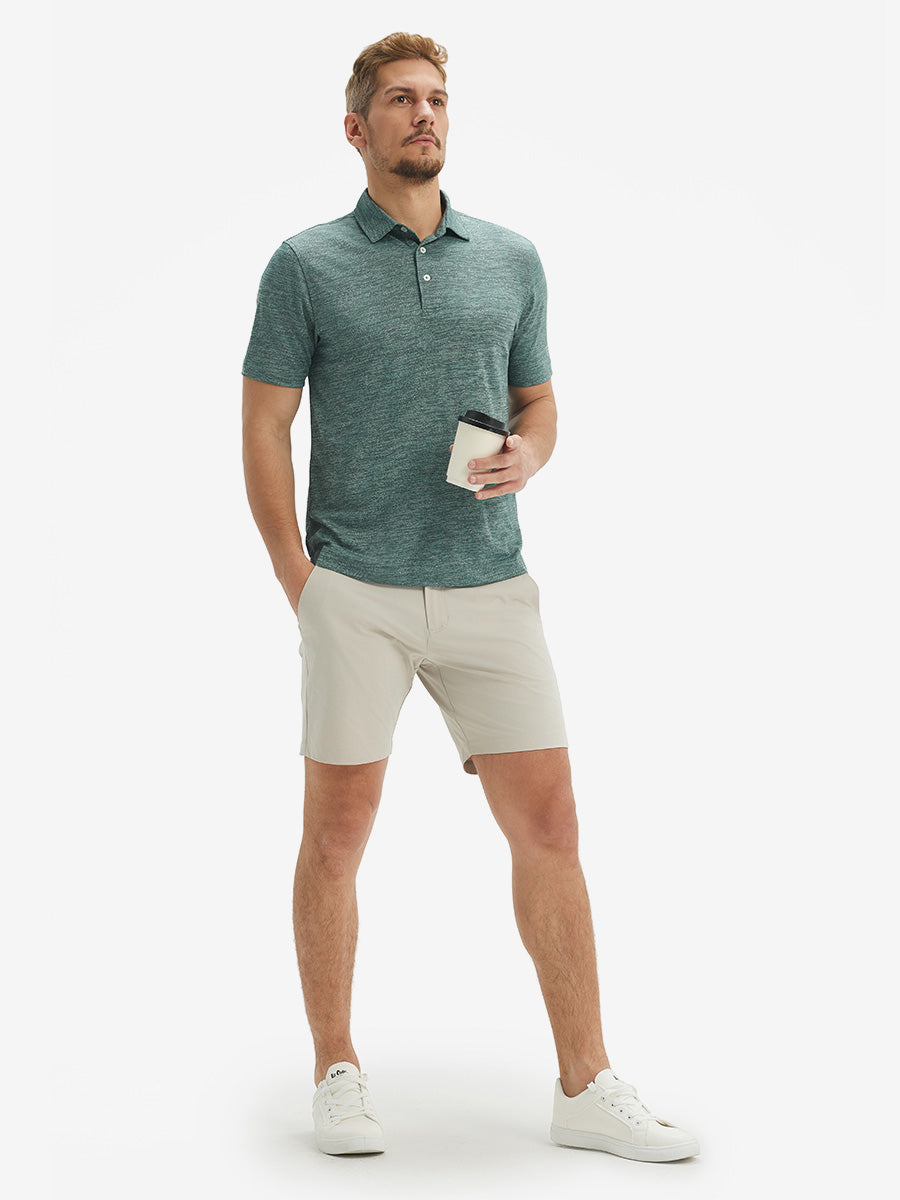 Breathable Jacquard Pattern 3-Button Golf Polo