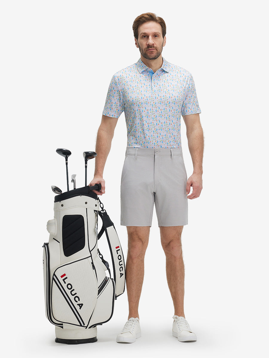 4 Way Stretch Print Collared Polo Shirts