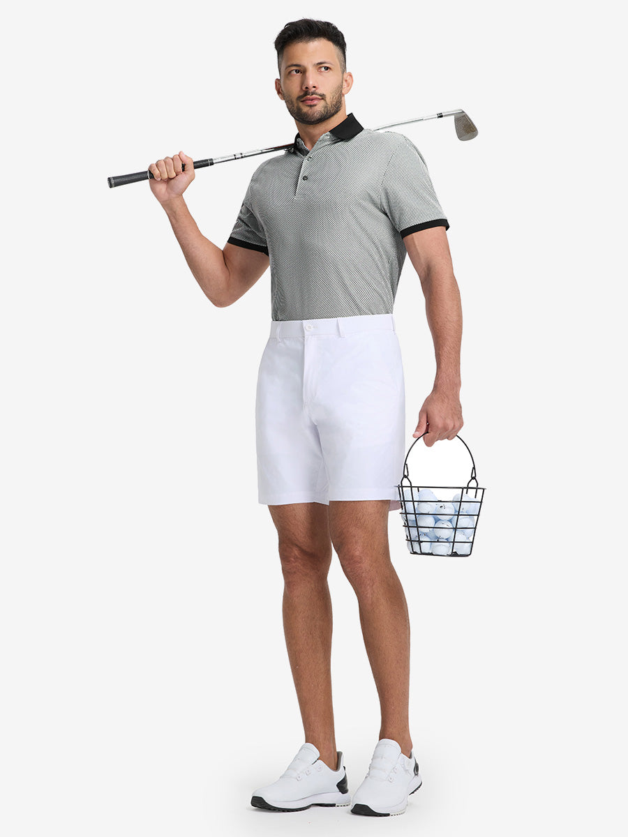 Quick Dry Jacquard Ribbed Collar Golf Shirts