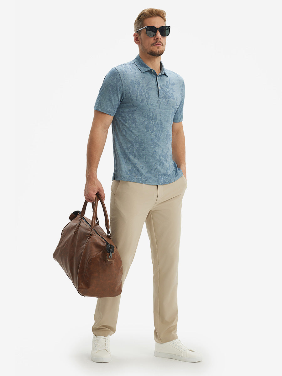 Breathable Jacquard Pattern 3-Button Golf Polo