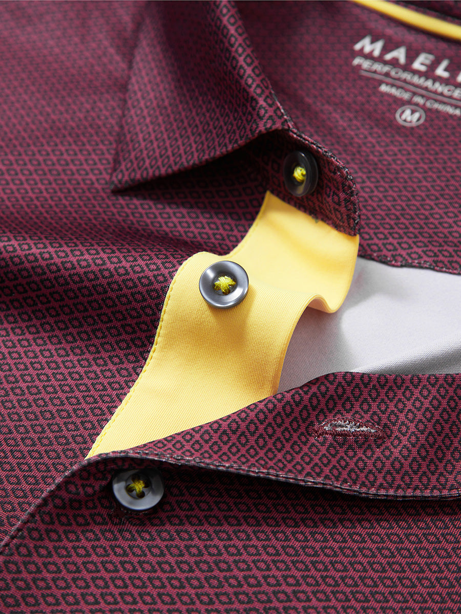 4 Way Stretch Print Collared Polo Shirts