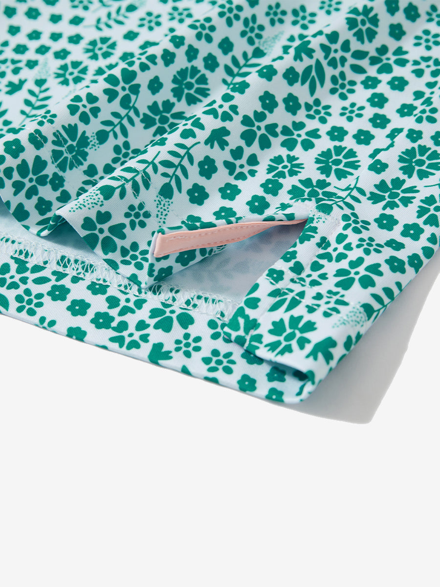 Stretch Printed Collarless Henley Golf Shirts