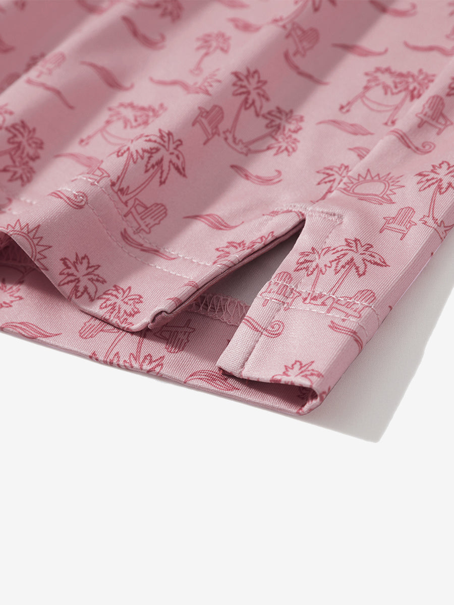 Stretch Printed Collarless Henley Golf Shirts