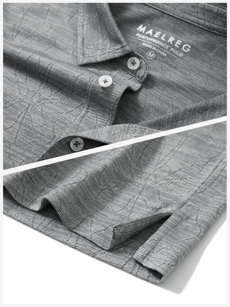 Breathable Jacquard Pattern 3-Button Golf Polo
