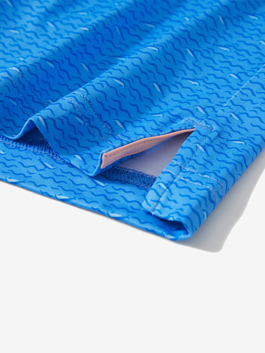 Stretch Printed Collarless Henley Golf Shirts