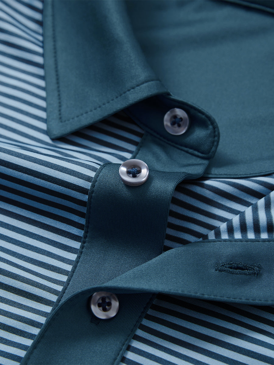 Upgraded Two-tone Striped Quick Dry Polo Shirt