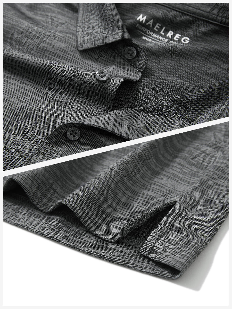 Breathable Jacquard Pattern 3-Button Golf Polo