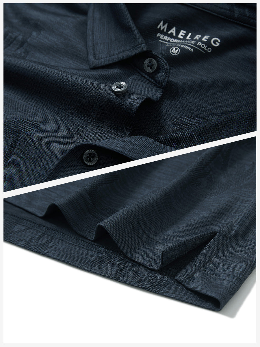 Breathable Jacquard Pattern 3-Button Golf Polo