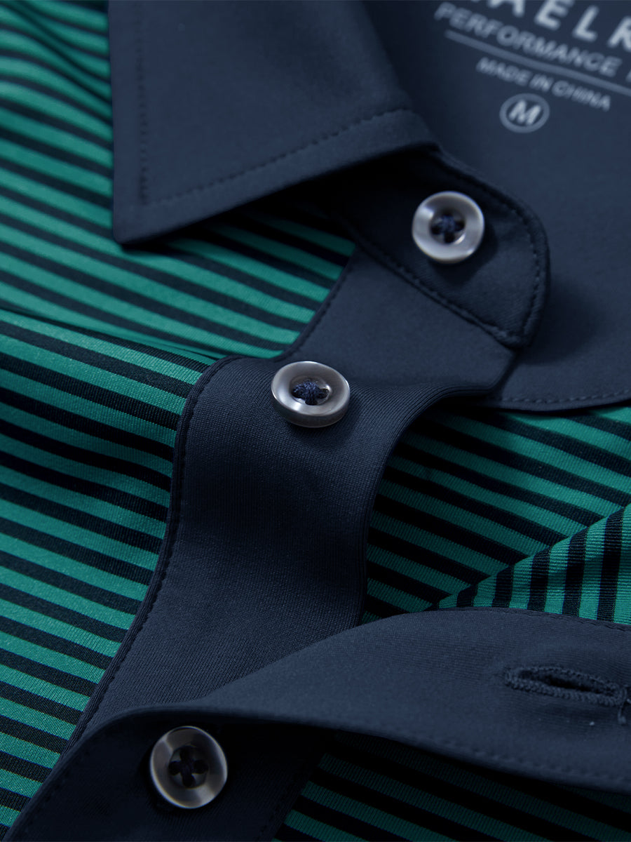 Upgraded Two-tone Striped Quick Dry Polo Shirt