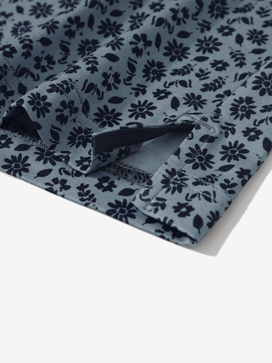 Stretch Printed Collarless Henley Golf Shirts