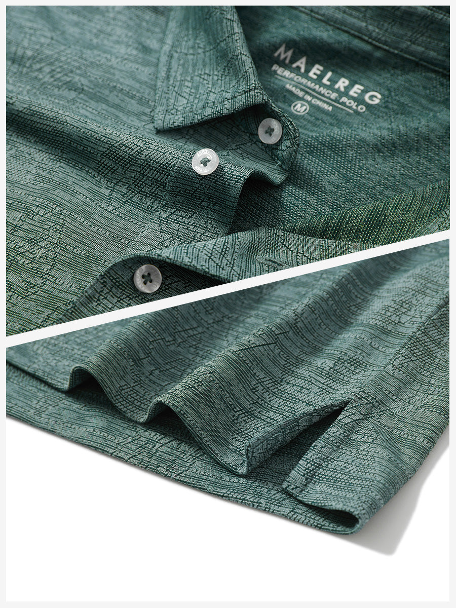 Breathable Jacquard Pattern 3-Button Golf Polo