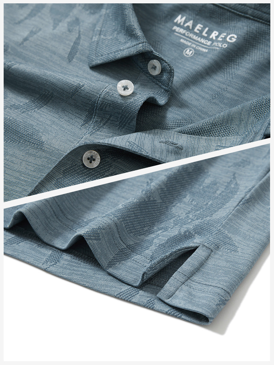 Breathable Jacquard Pattern 3-Button Golf Polo