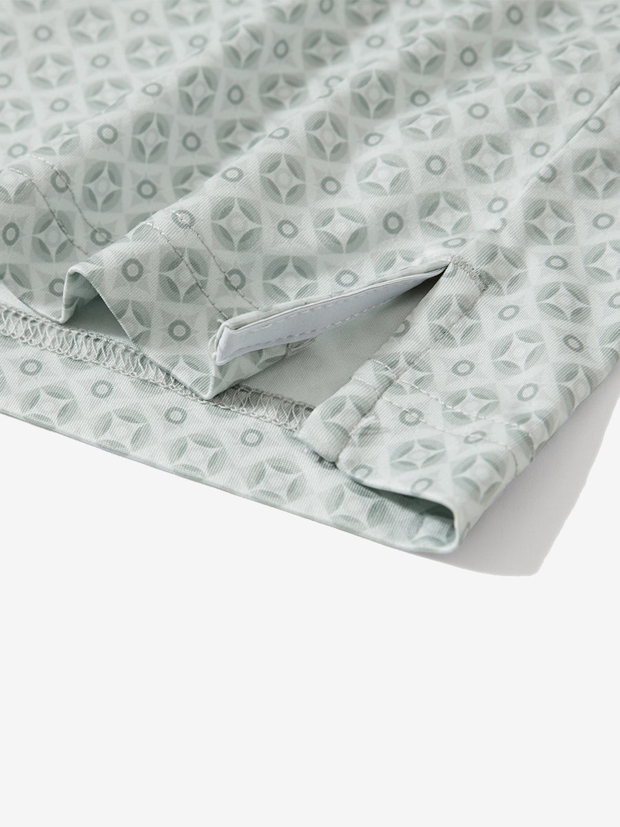 Stretch Printed Collarless Henley Golf Shirts