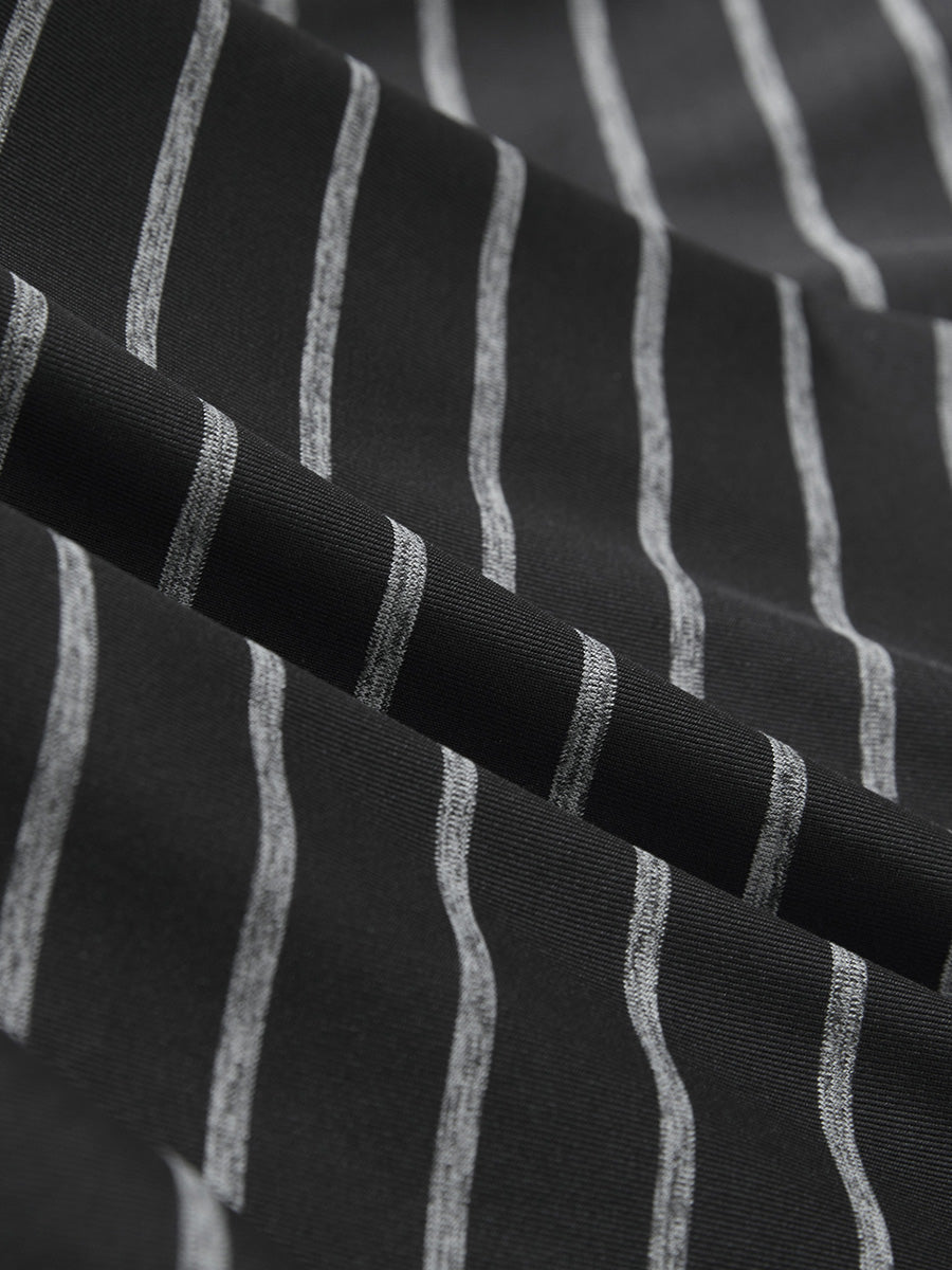 Non-Curl Ribbed Collar Striped Polo Shirts