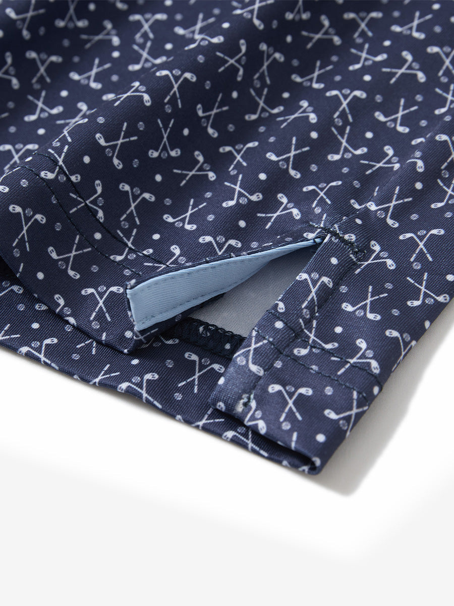 4 Way Stretch Print Collared Polo Shirts