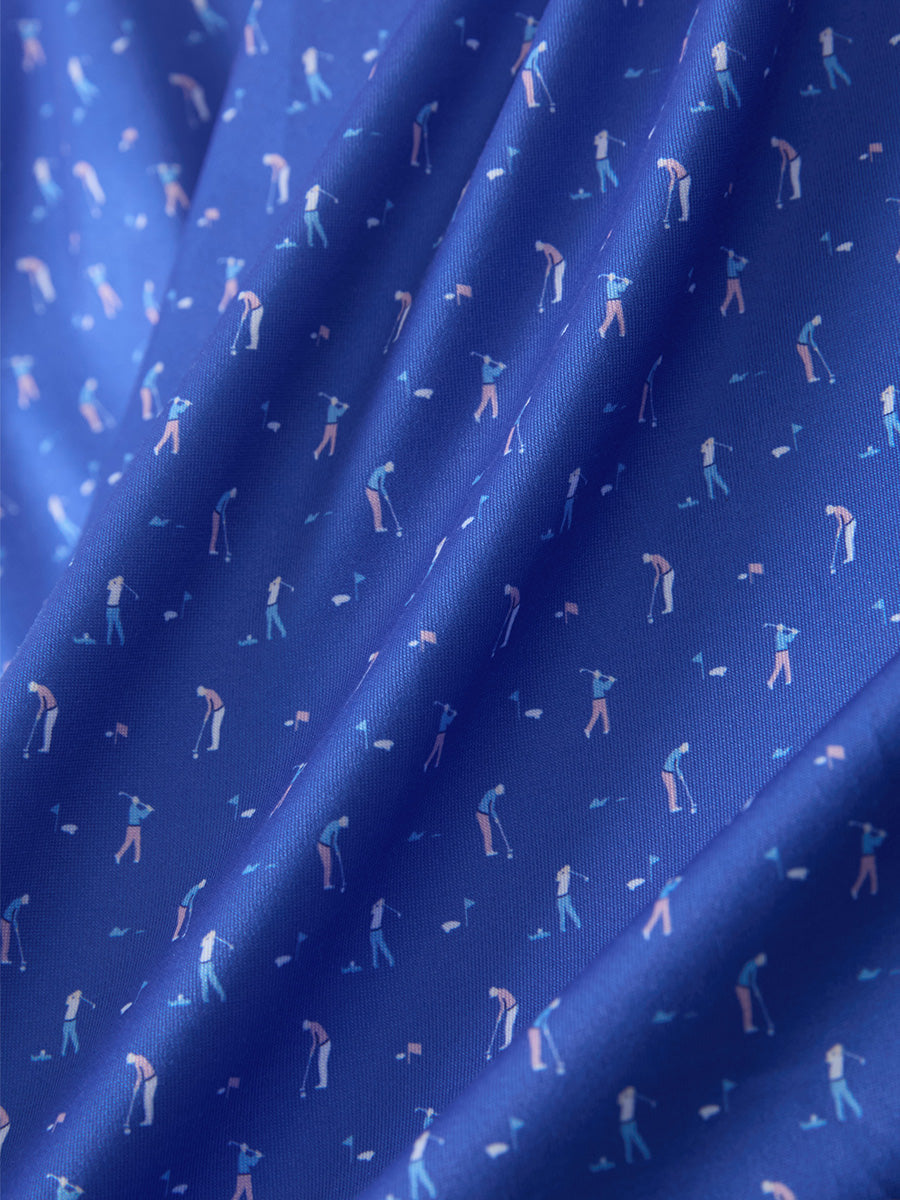 4 Way Stretch Print Collared Polo Shirts