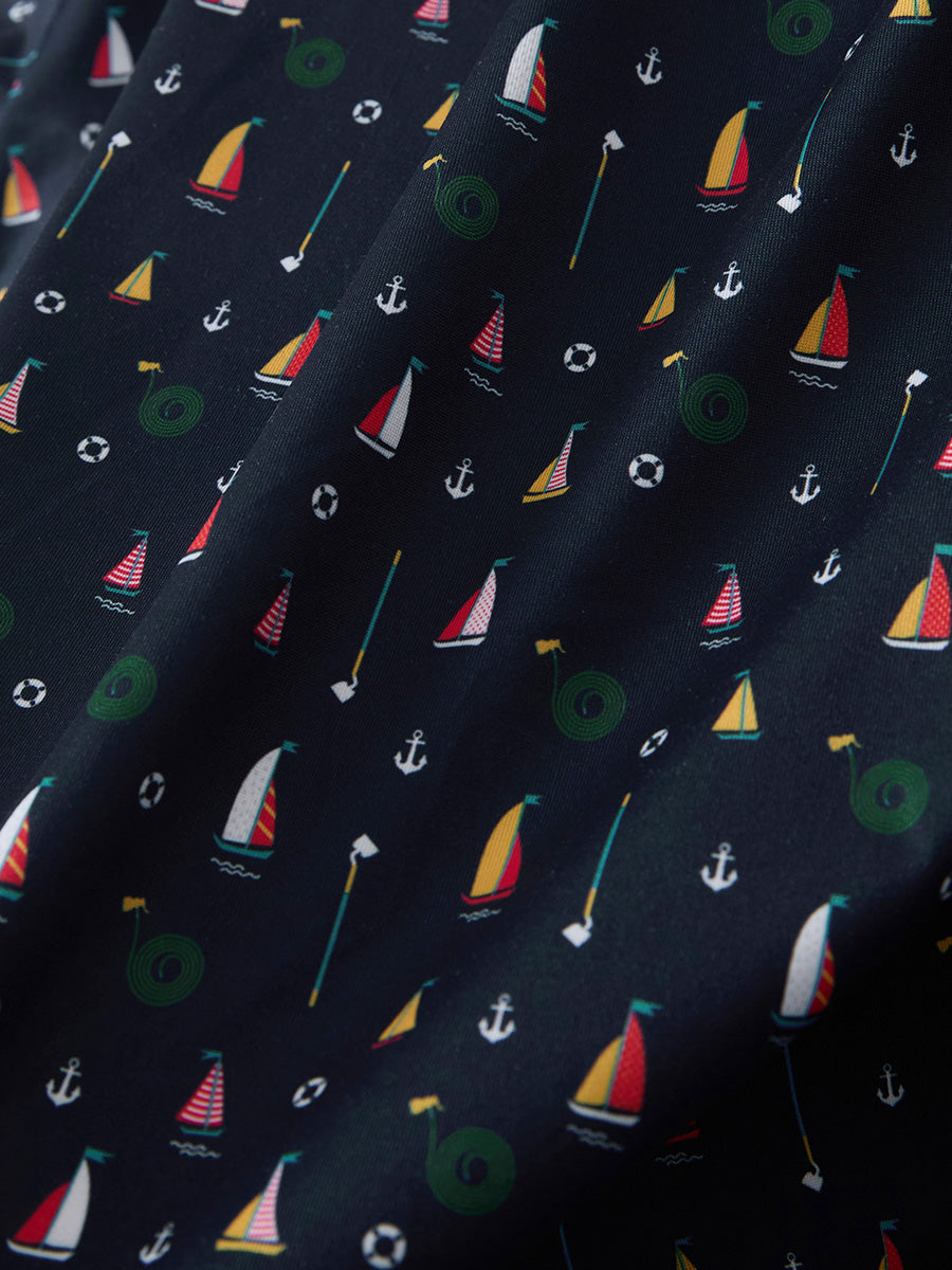 4 Way Stretch Print Collared Polo Shirts