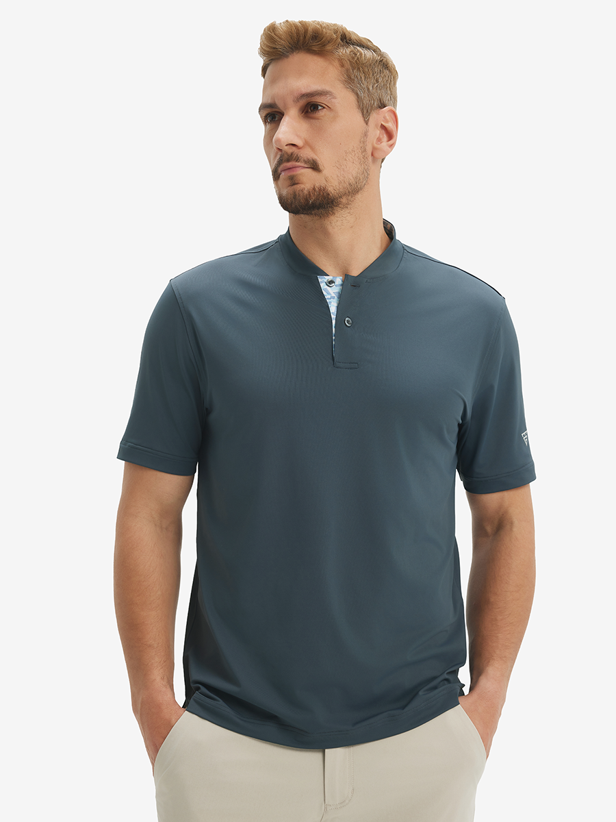 Moisture-Wicking Short Sleeve Henley Shirt