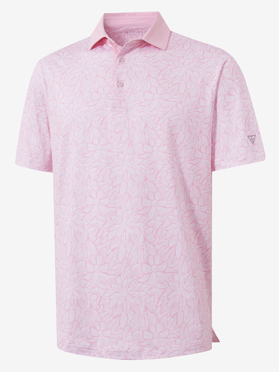 Lightweight Stretch Upgraded Print Golf Polo Shirts