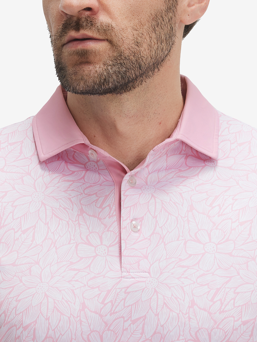 Lightweight Stretch Upgraded Print Golf Polo Shirts
