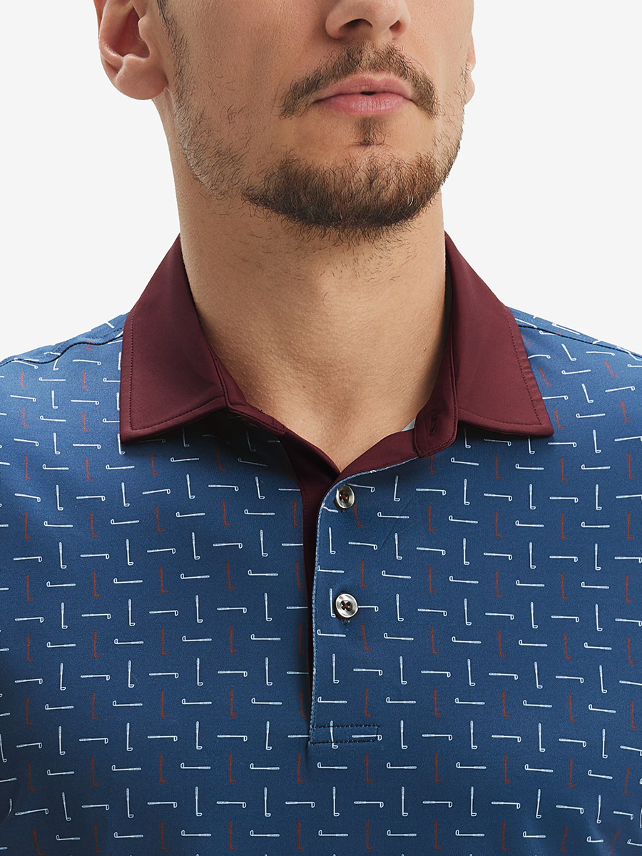Lightweight Stretch Upgraded Print Golf Polo Shirts