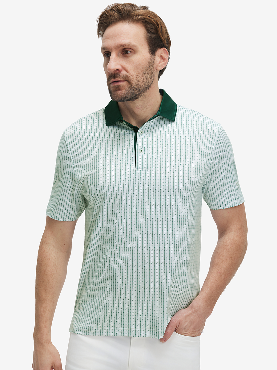 Lightweight Stretch Upgraded Print Golf Polo Shirts