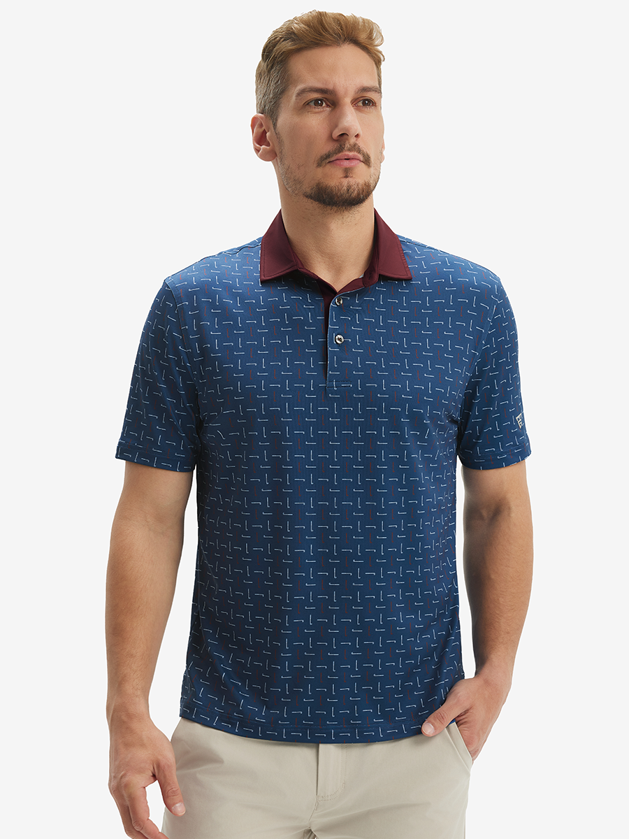 Lightweight Stretch Upgraded Print Golf Polo Shirts