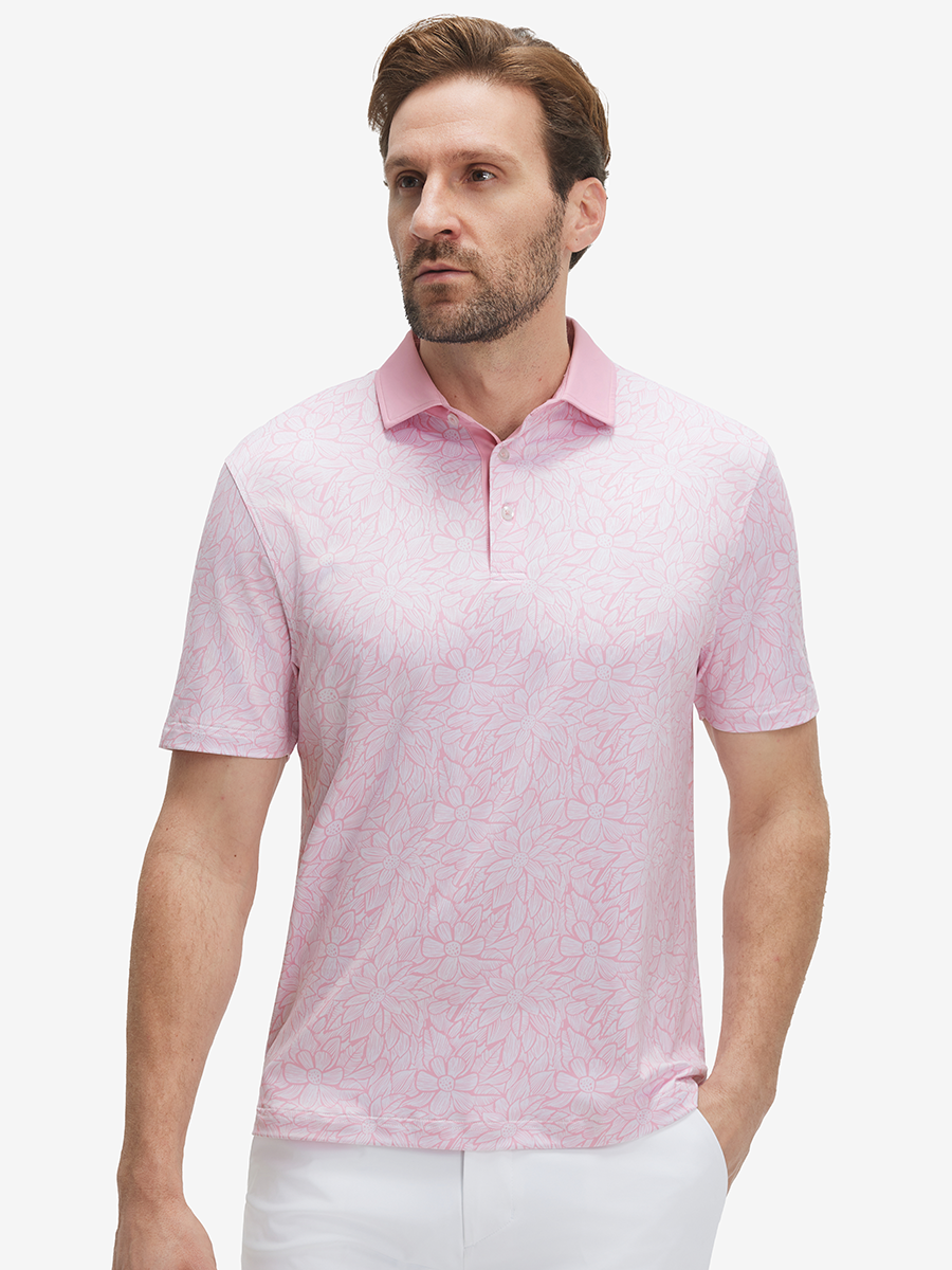 Lightweight Stretch Upgraded Print Golf Polo Shirts