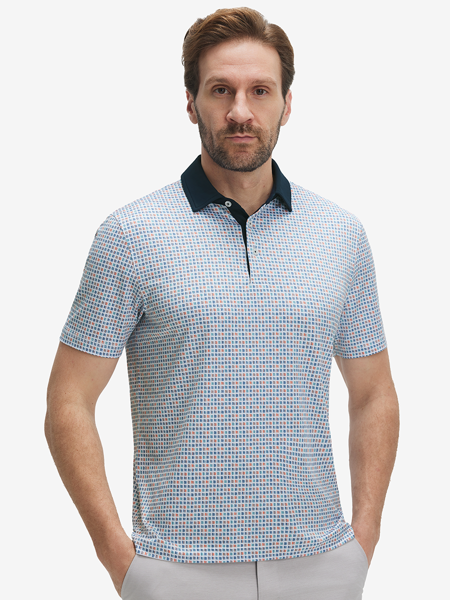 Lightweight Stretch Upgraded Print Golf Polo Shirts