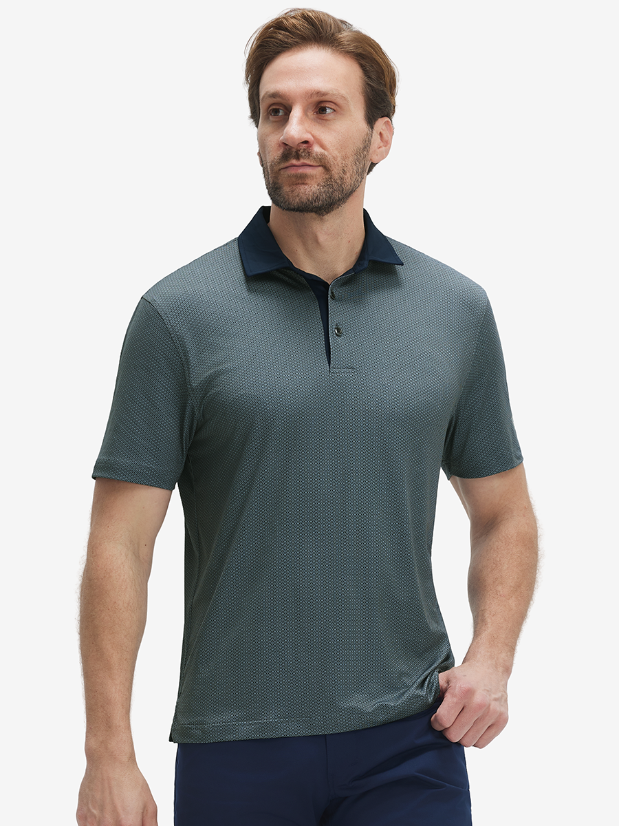 Lightweight Stretch Upgraded Print Golf Polo Shirts