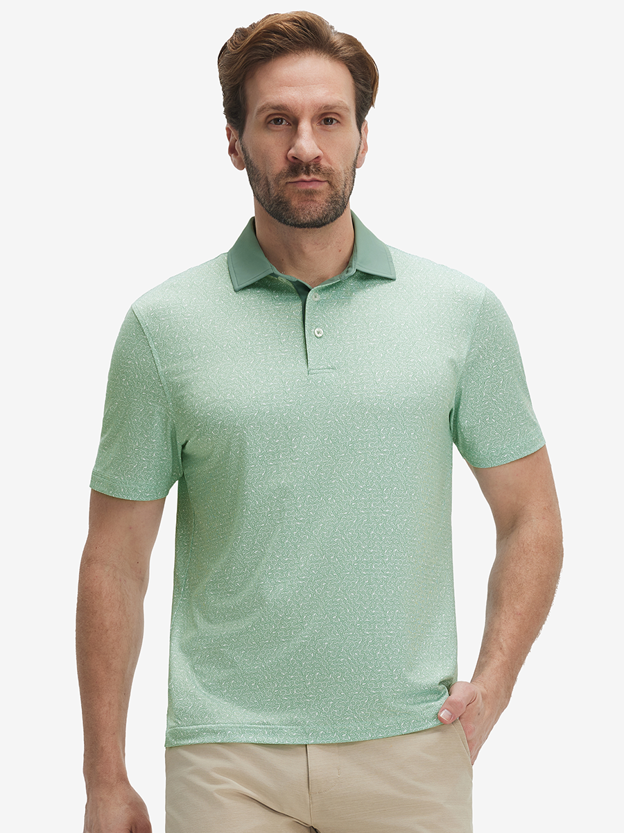 Lightweight Stretch Upgraded Print Golf Polo Shirts