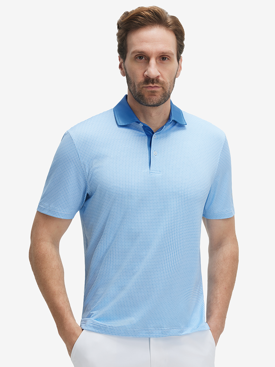 Lightweight Stretch Upgraded Print Golf Polo Shirts