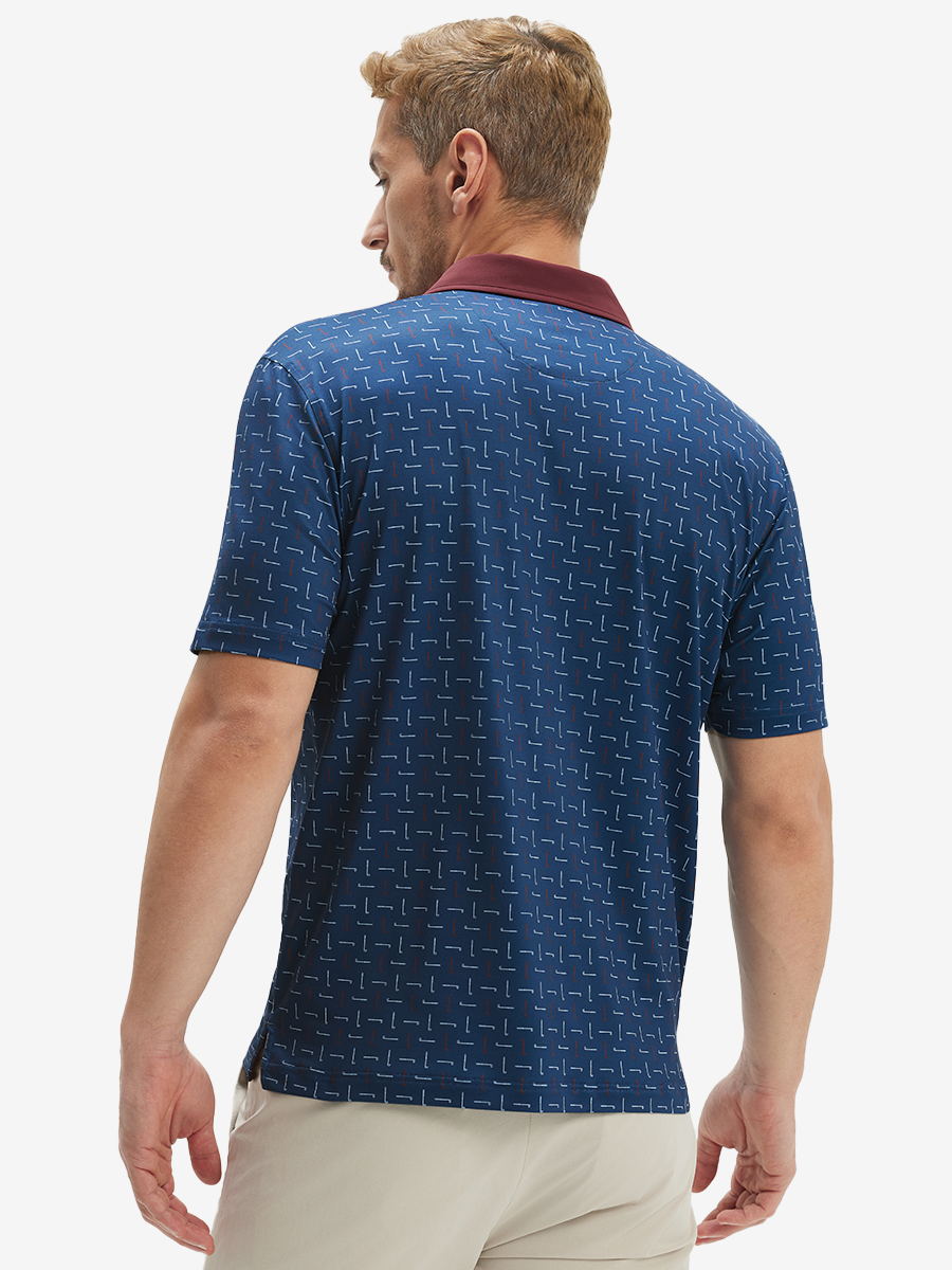 Lightweight Stretch Upgraded Print Golf Polo Shirts