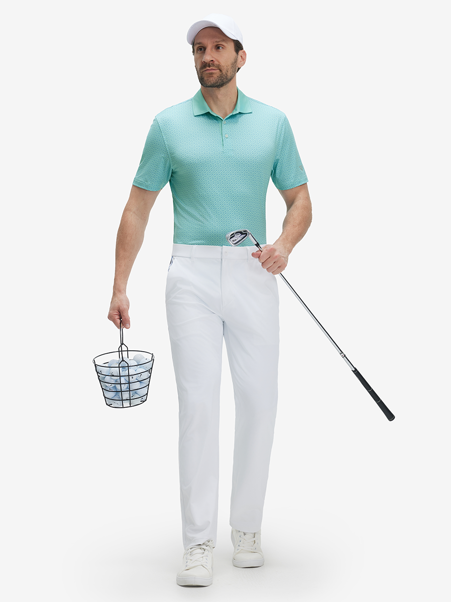 Lightweight Stretch Upgraded Print Golf Polo Shirts