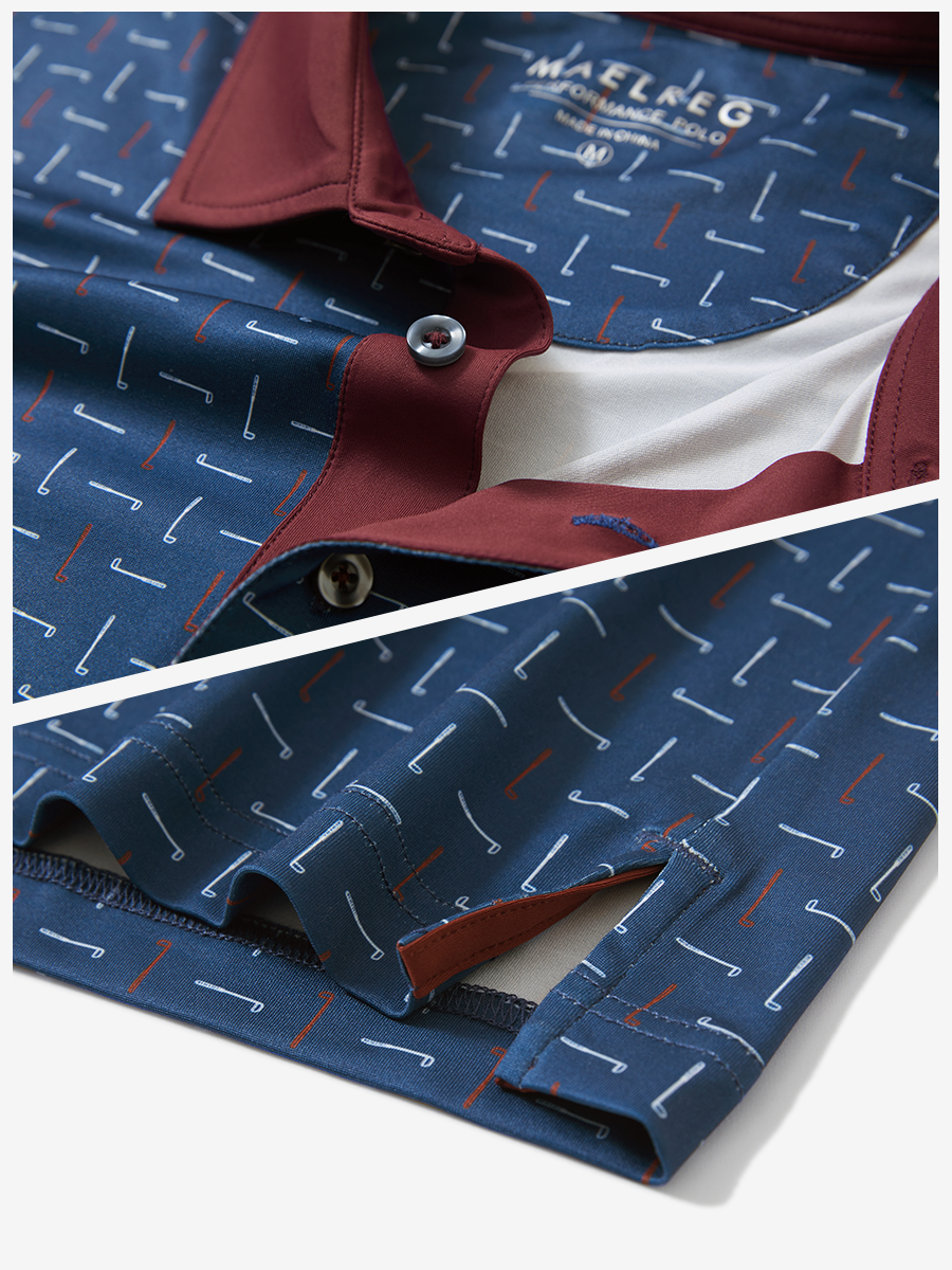 Lightweight Stretch Upgraded Print Golf Polo Shirts